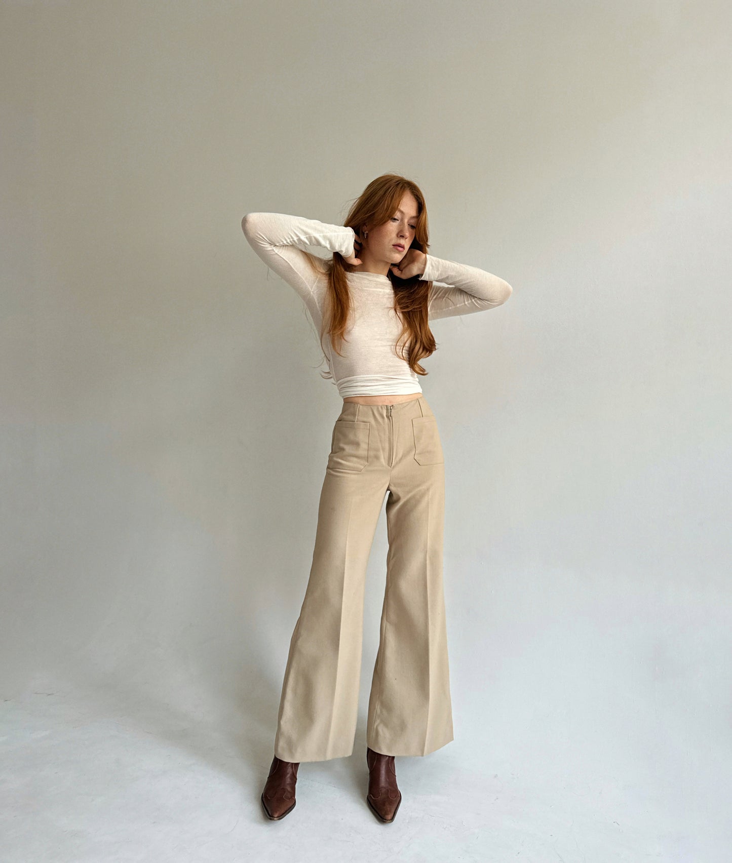 Vintage flared bell creased pants