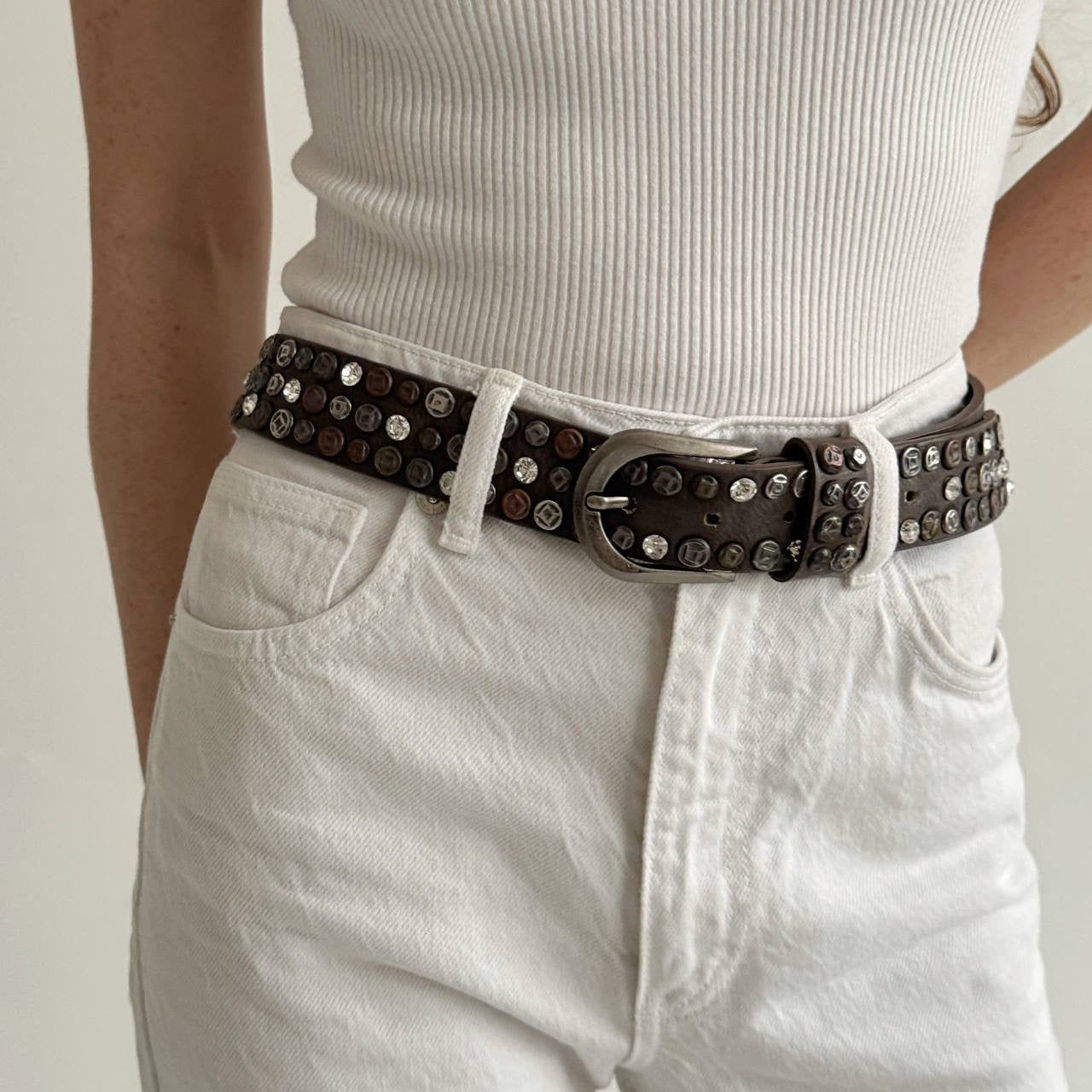 Vintage genuine leather avant garde belt