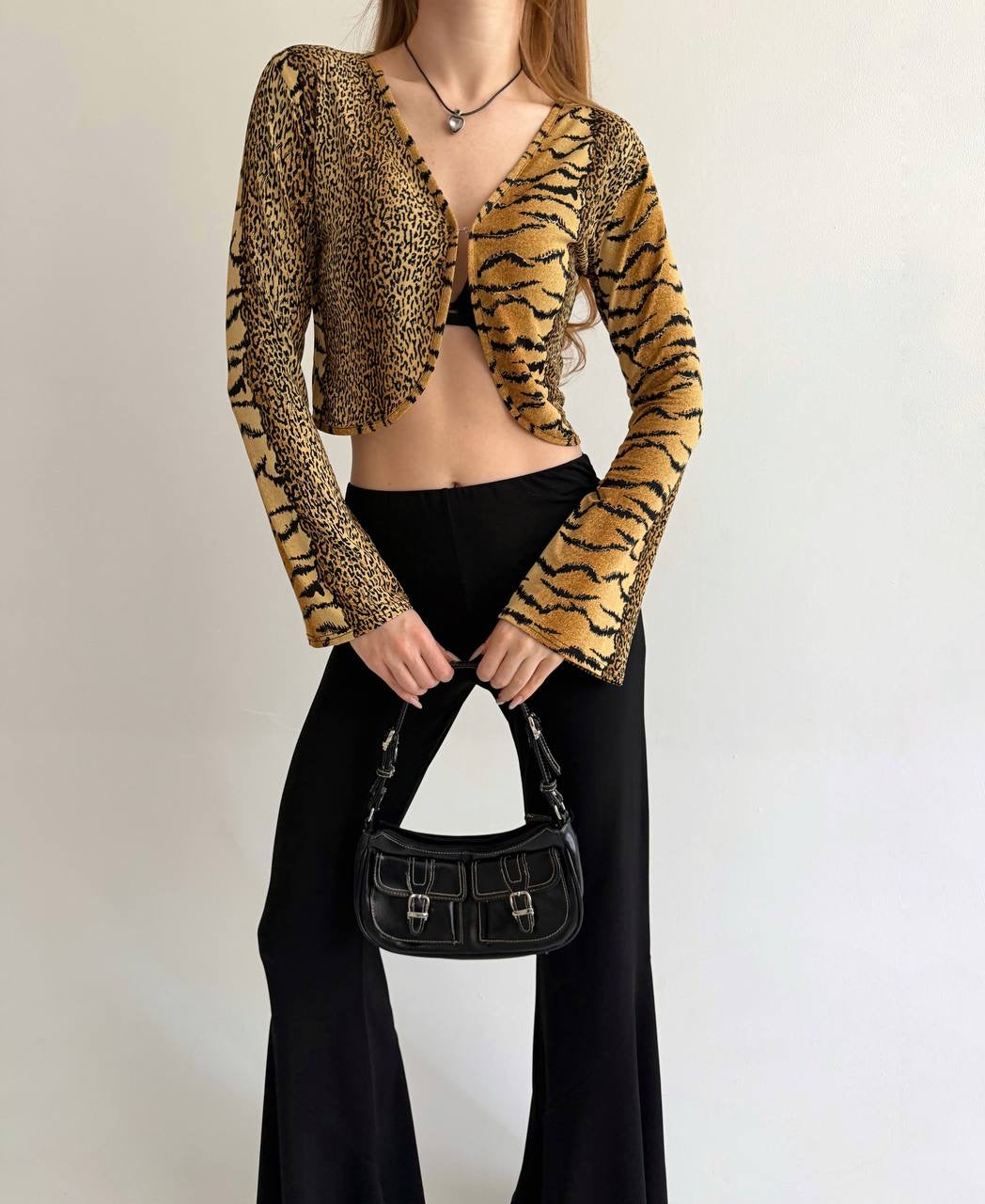 Vintage leopard cropped cardigan