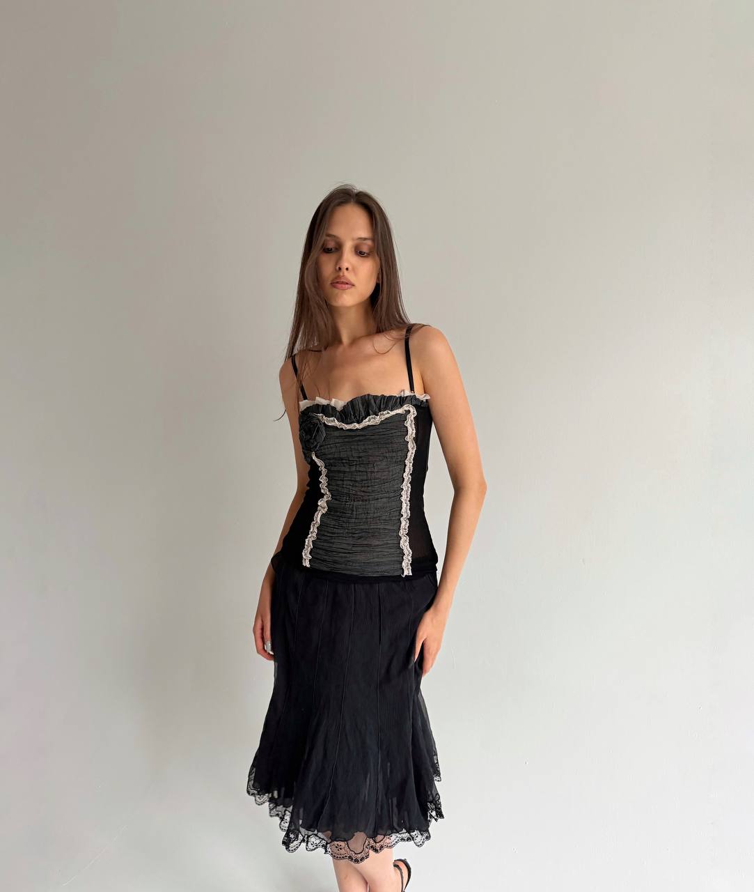 Vintage top with flower appliqué