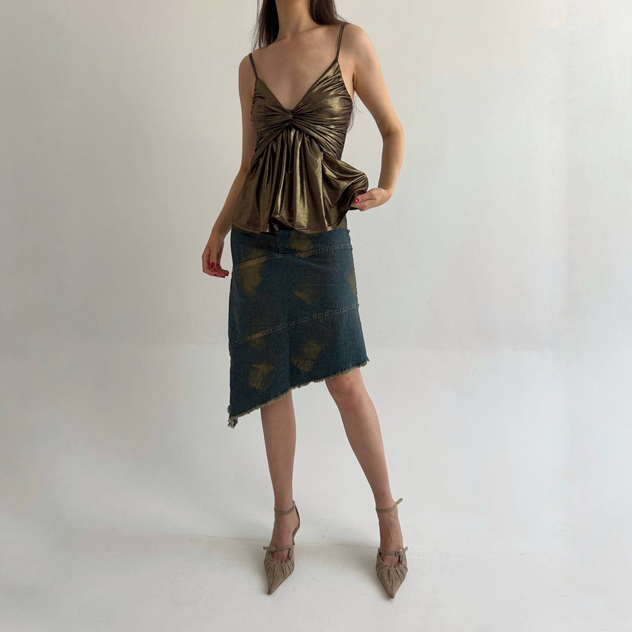 Vintage asymmetrical denim skirt
