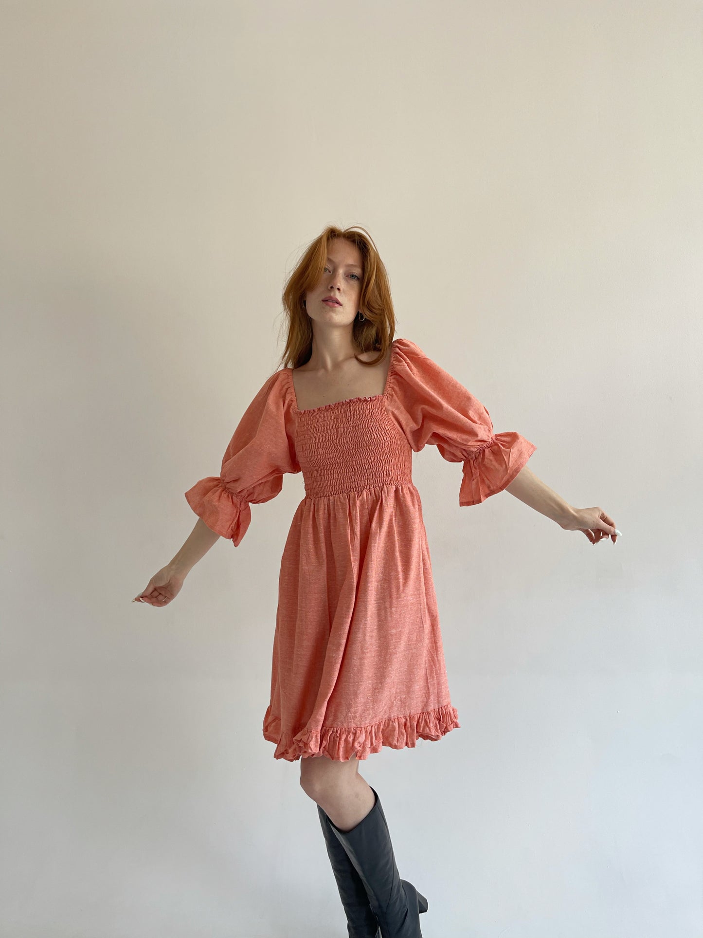 cottagecore dress with puff balloon sleeves