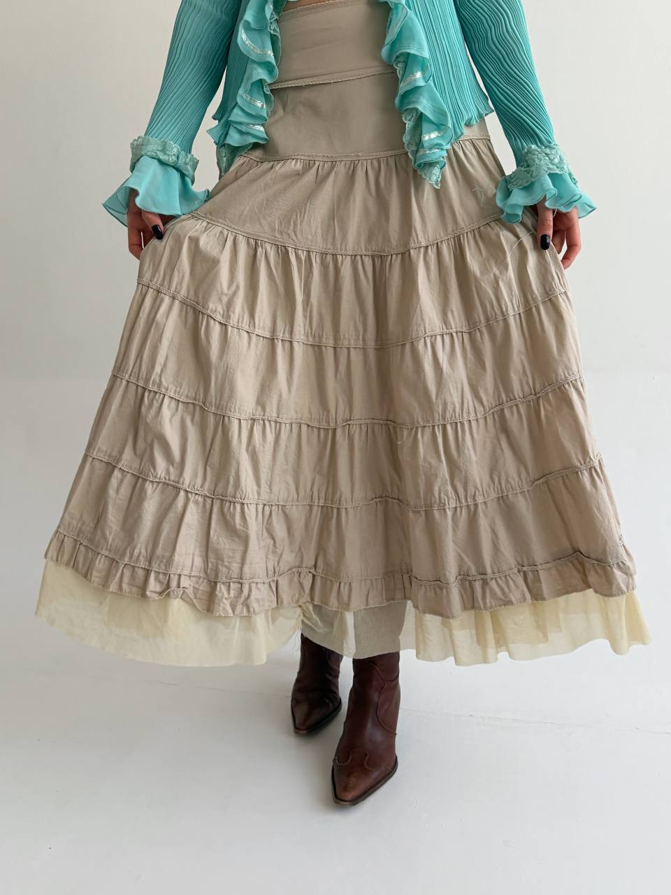 Vintage cotton ruched skirt