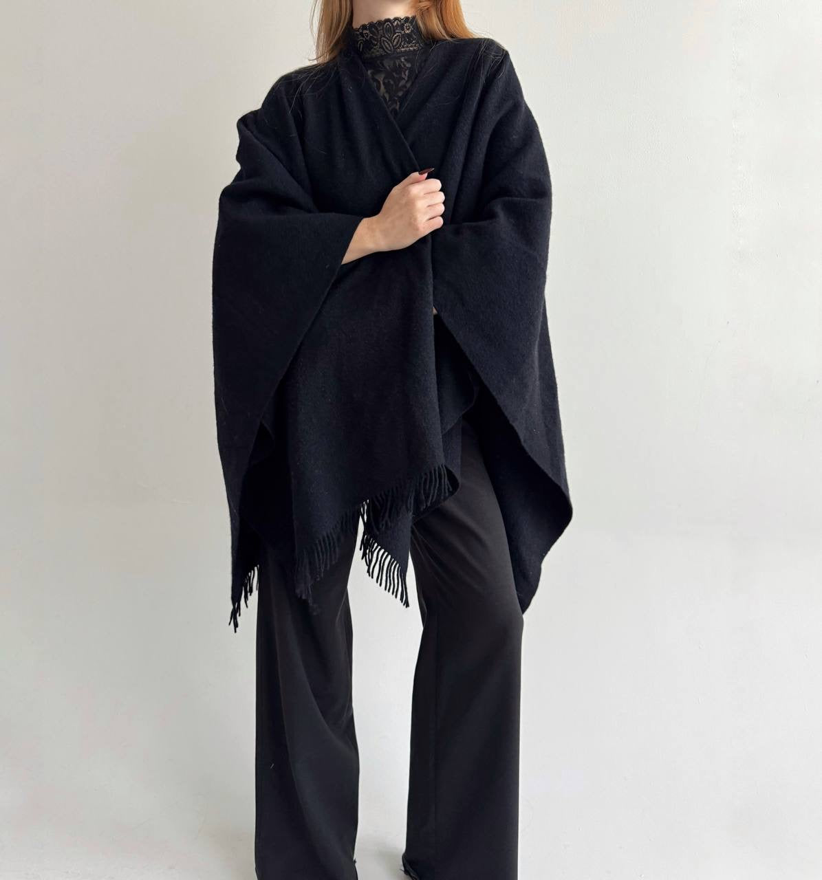 Vintage black coat poncho