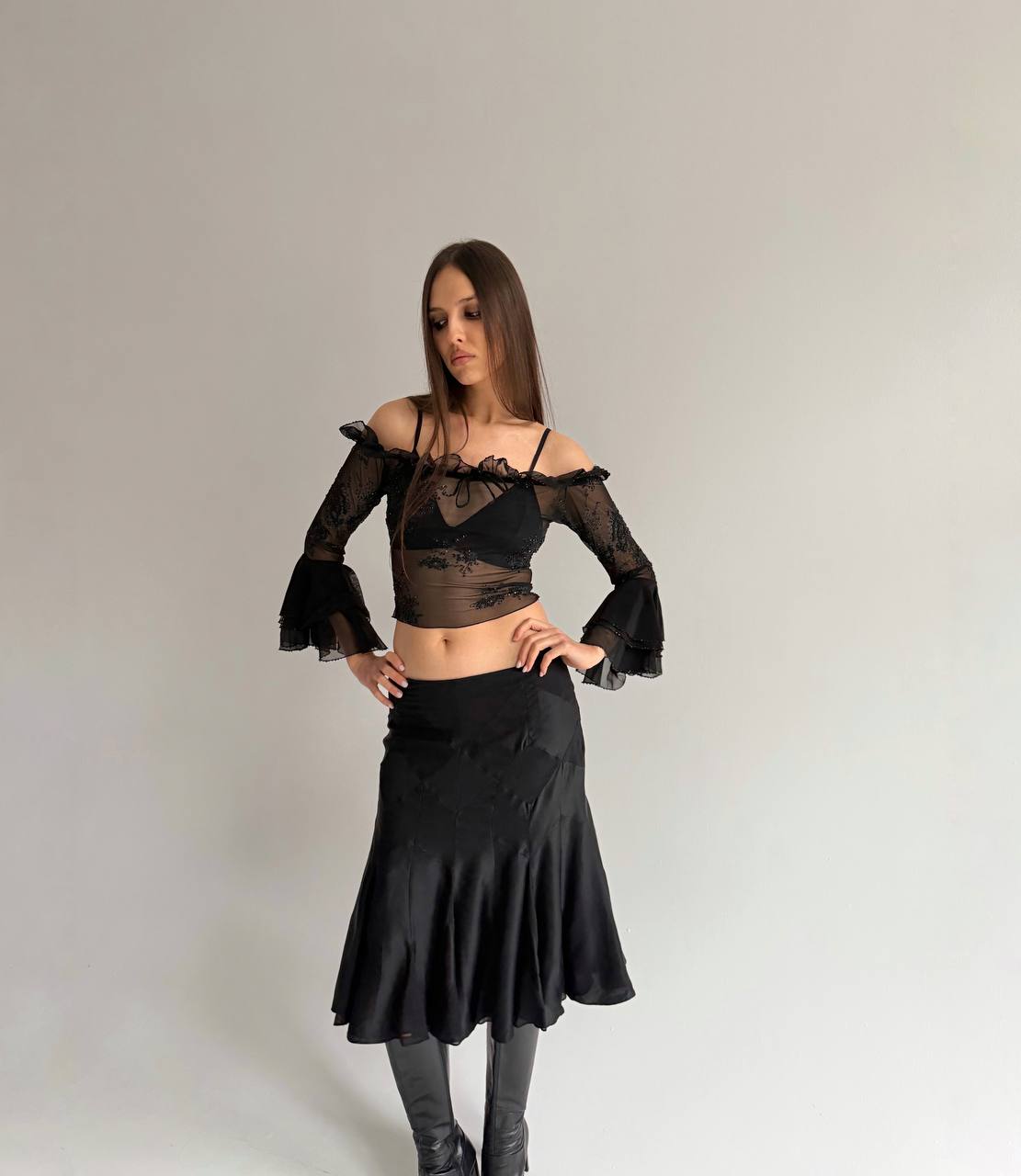 Vintage mesh beaded top