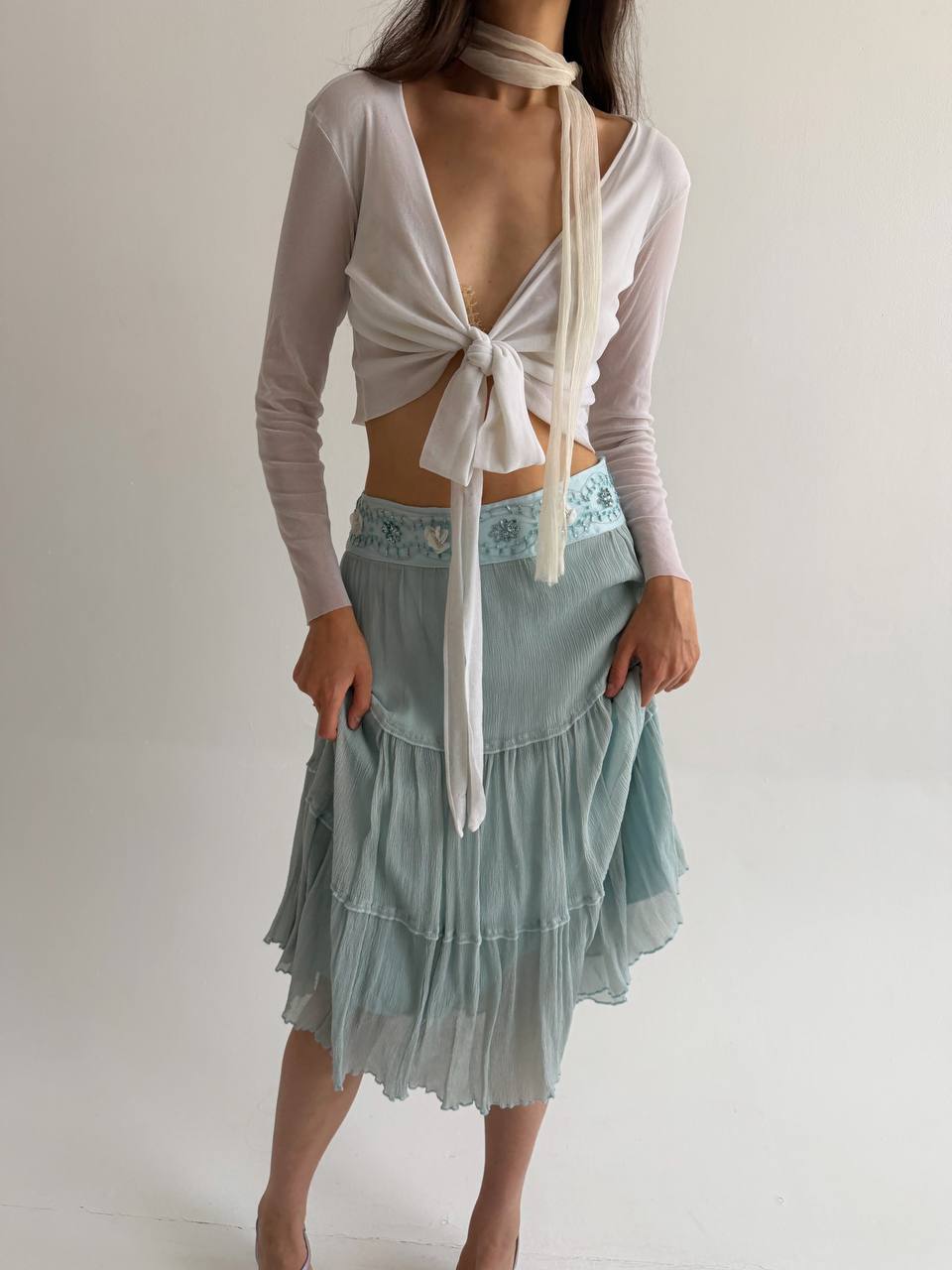 Vintage mesh white top