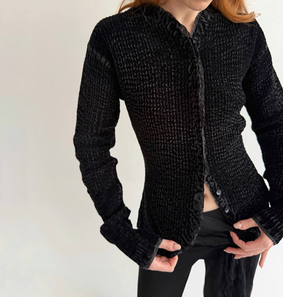 Vintage velvet black avant garde blouse