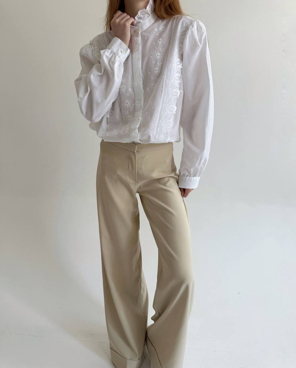 Vintage white Bavarian embroidered shirt