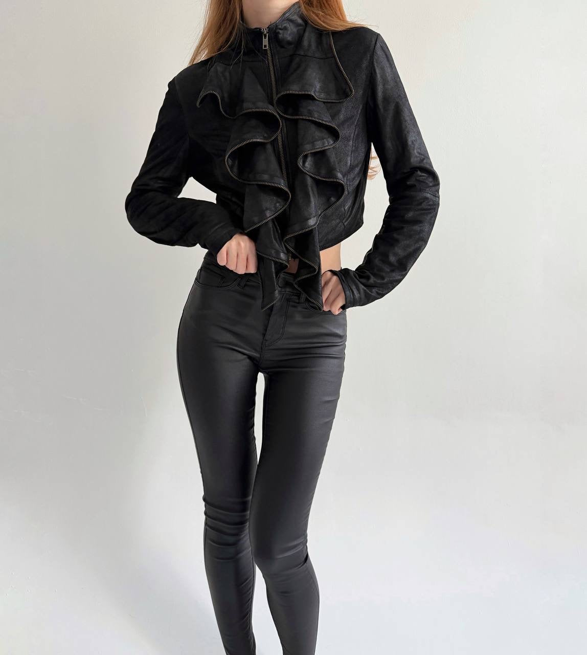 Vintage soft leather cropped jacket