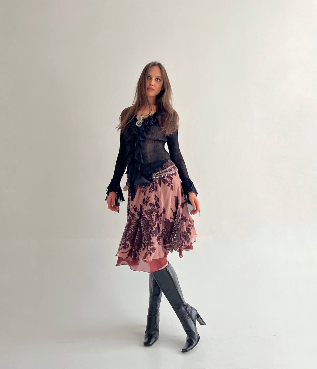 Vintage whimsigoth silk skirt
