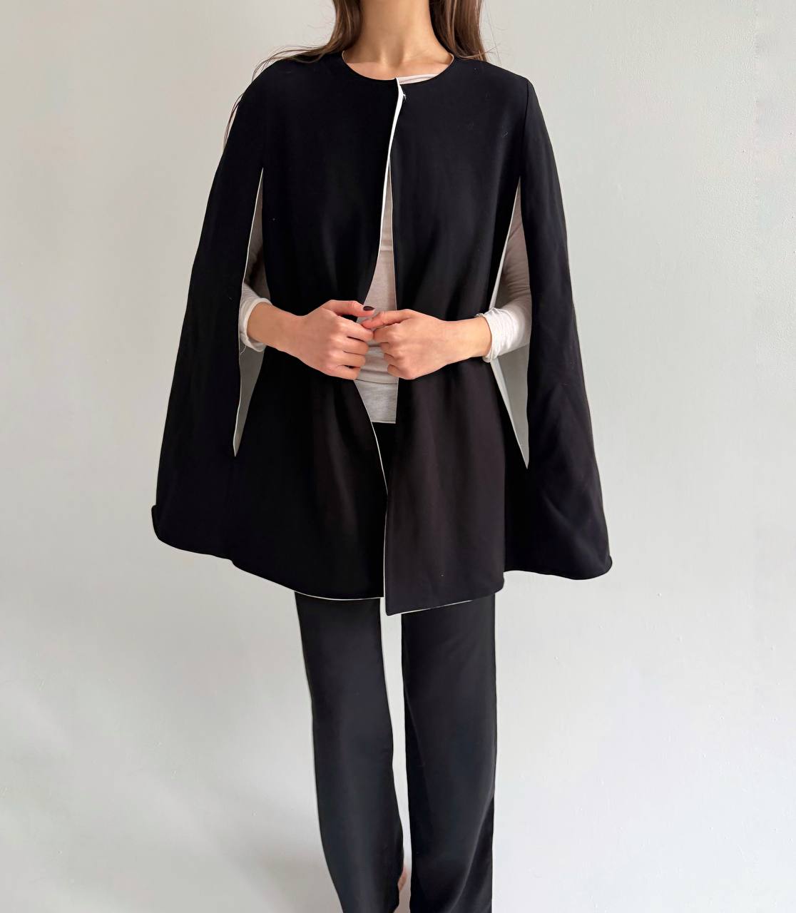 Anne Fontain viscose reversible poncho
