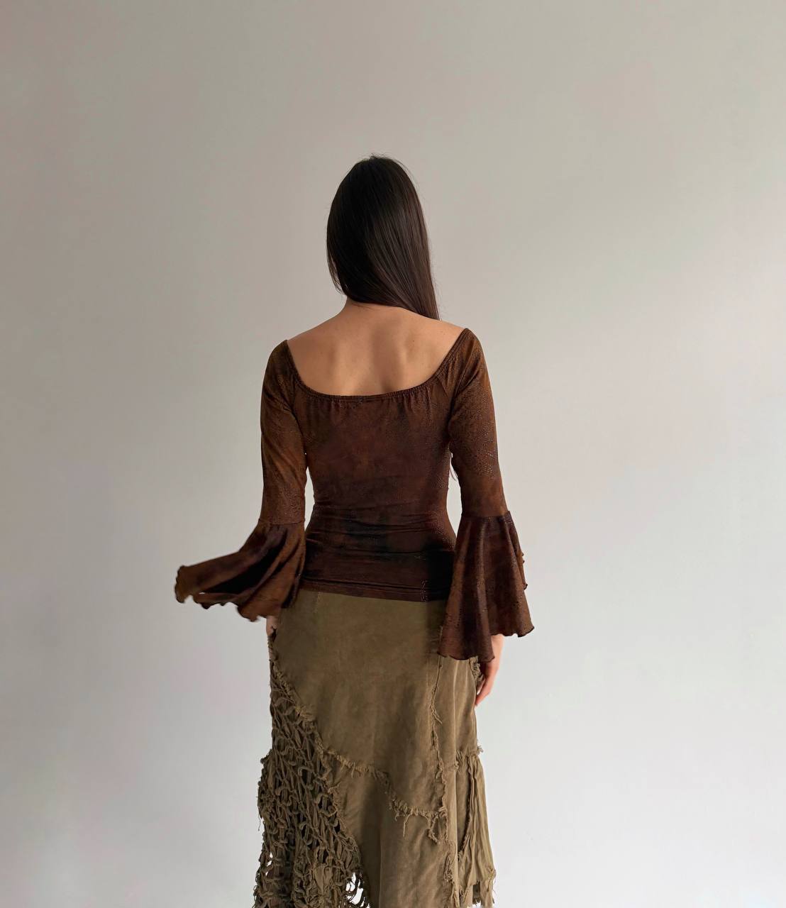 Vintage brown printed blouse