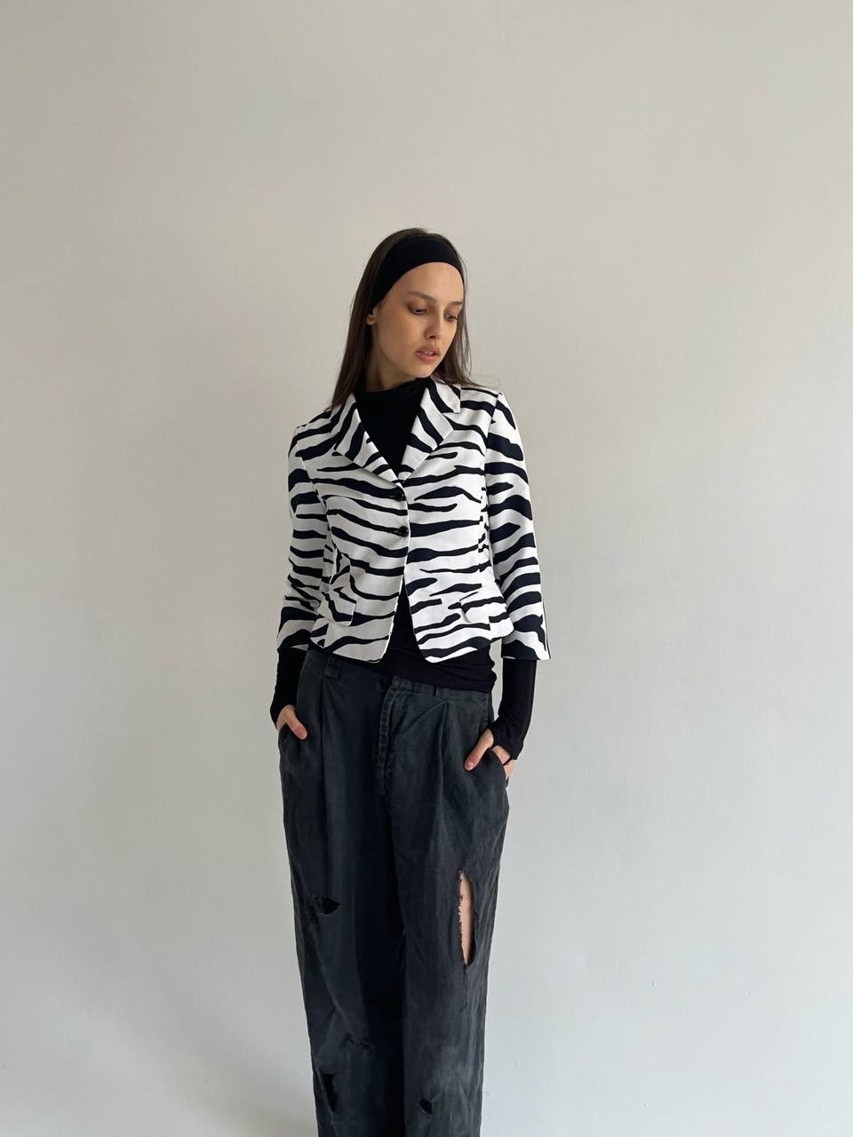 Plein Sud zebra cropped blazer