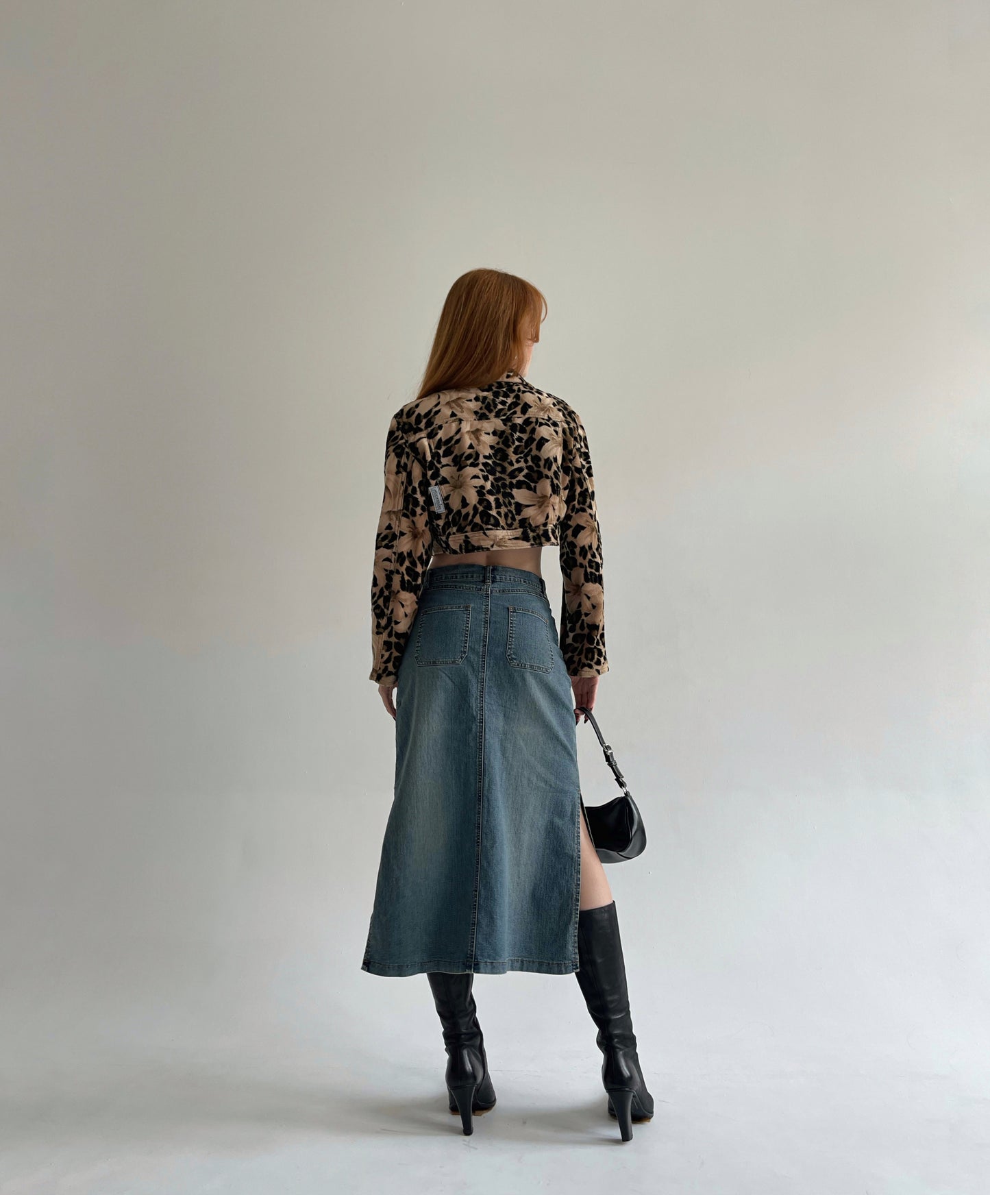 Vintage midi skirt with side cuts