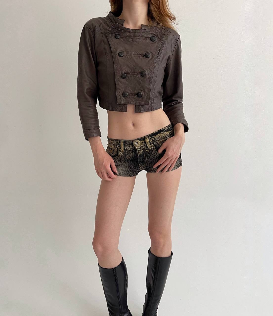 Vintage genuine leather brown jacket