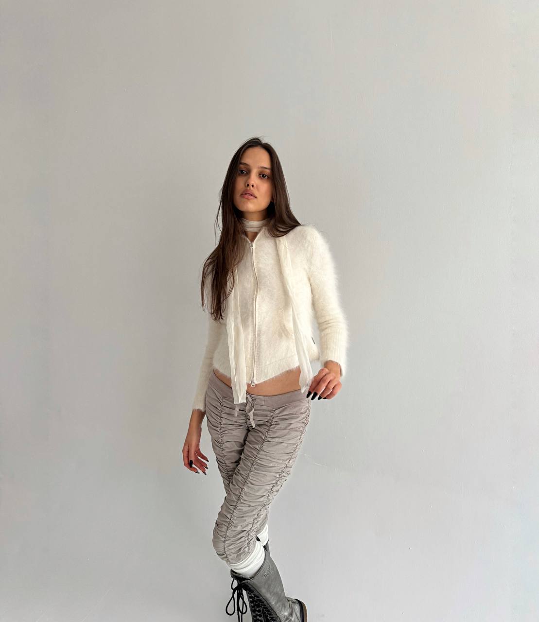 Vintage angora zip cardigan