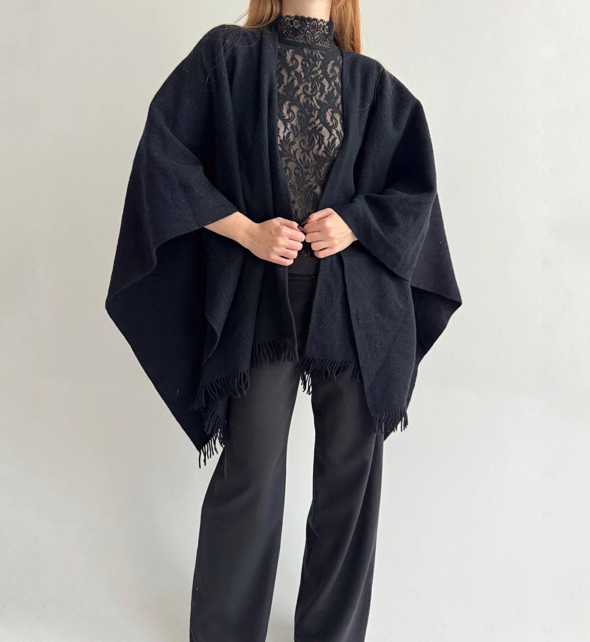 Vintage black coat poncho