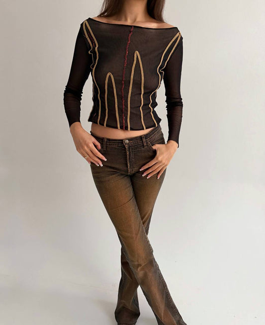 Vintage mesh top with sequins