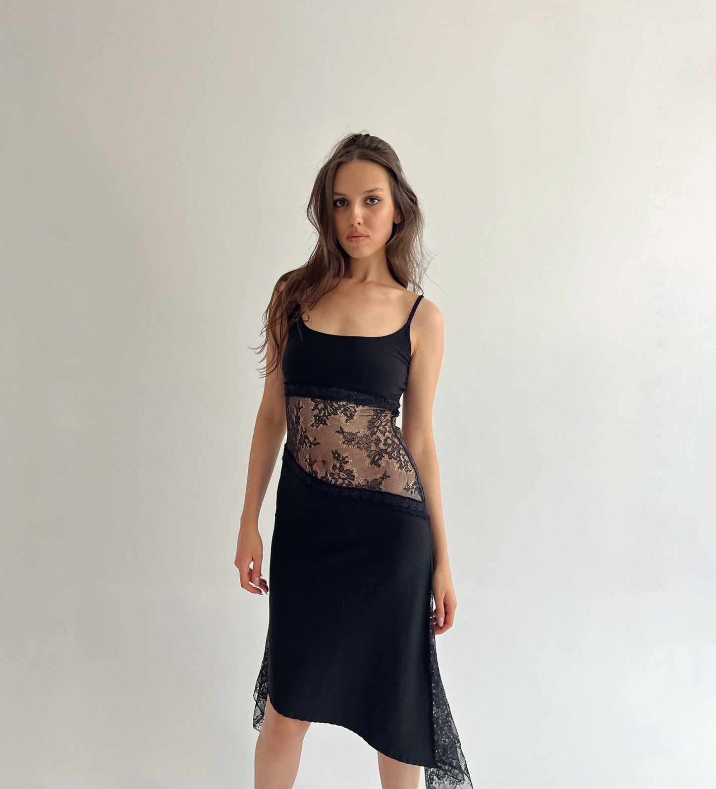 Vintage asymmetrical lace dress