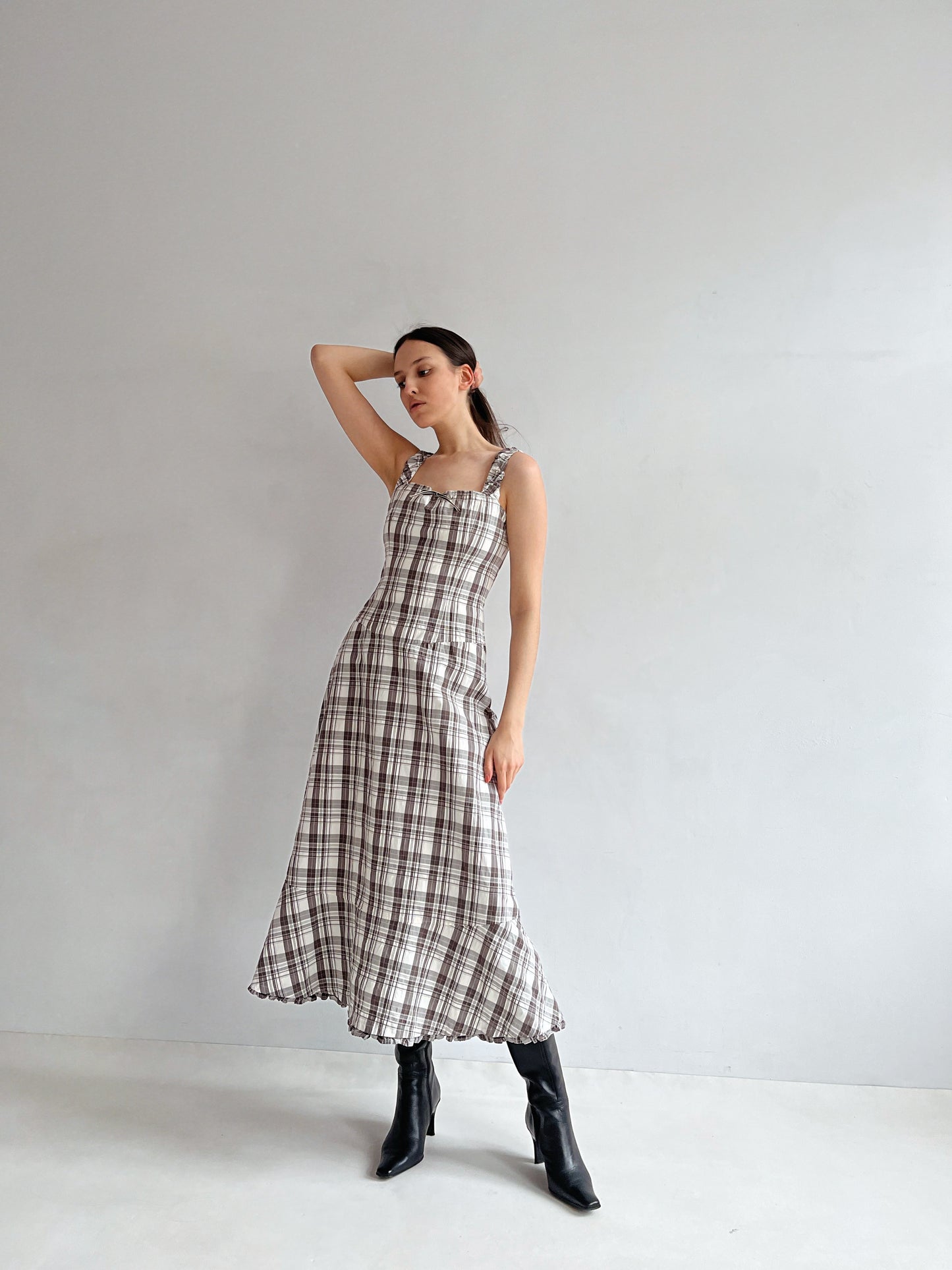 Max Mara cotton maxi checked dress