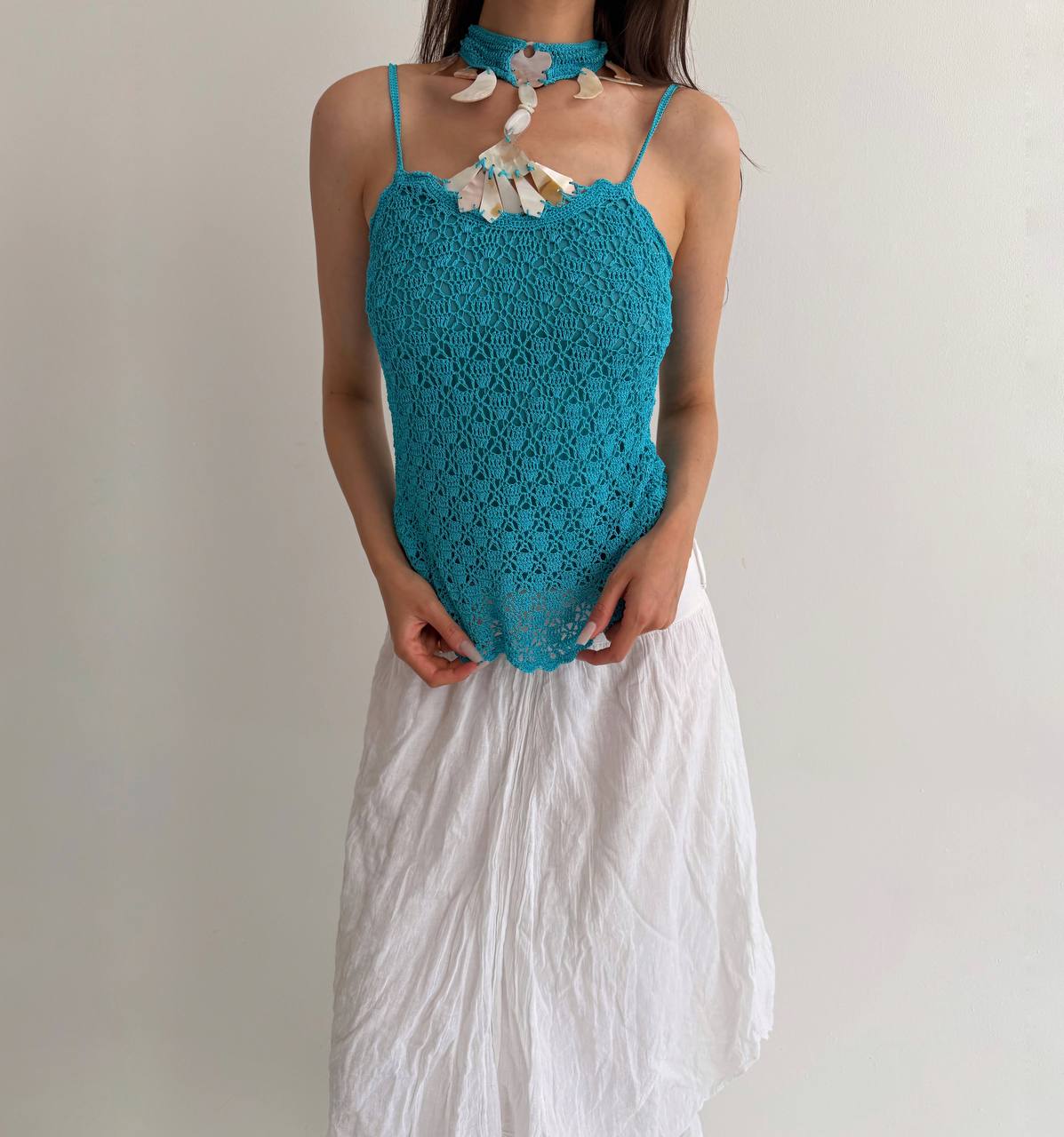 Vintage turquoise shell top