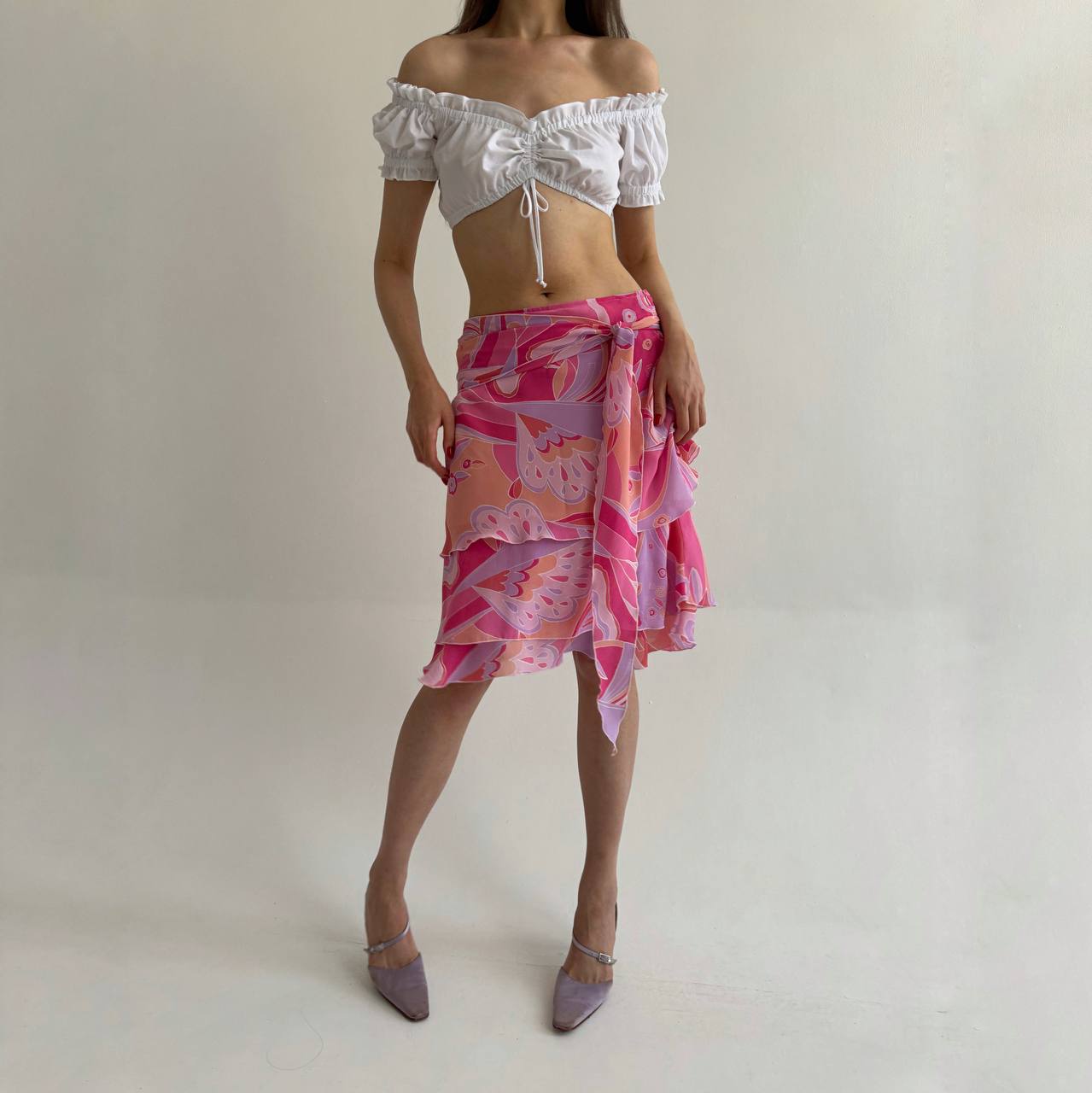 Vintage pink printed skirt