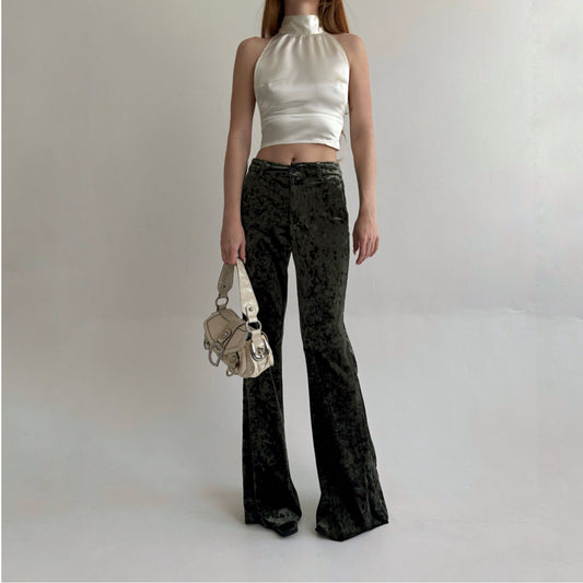 Vintage khaki veloure flared pants