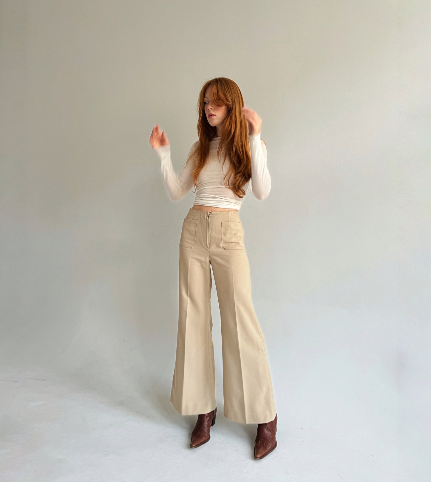 Vintage flared bell creased pants