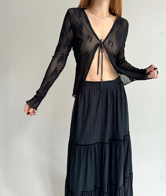 Y2K black lace cardigan