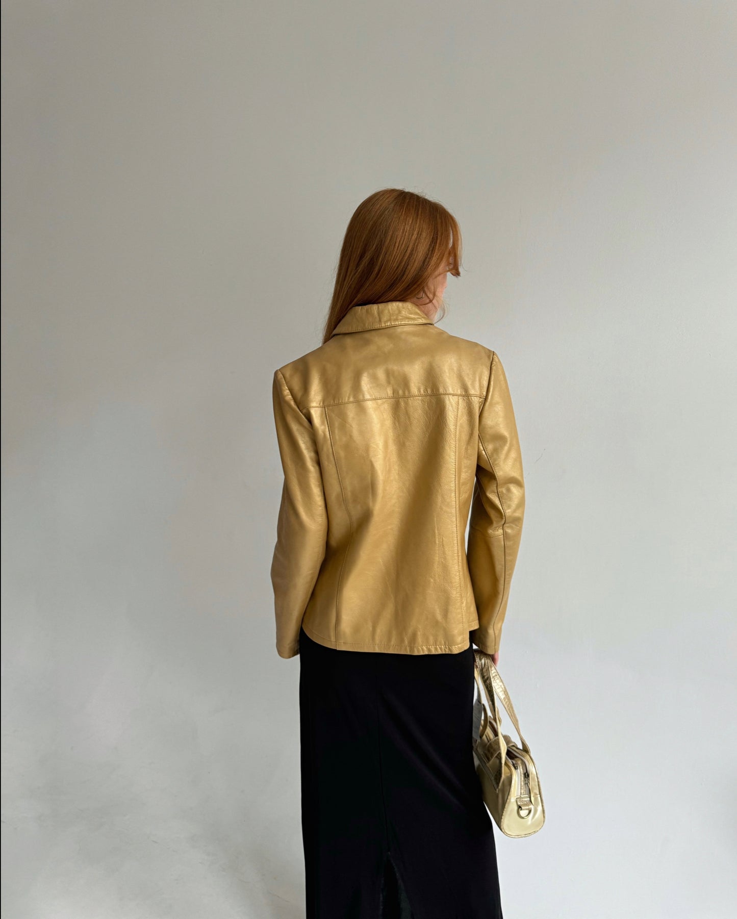 Vintage genuine leather golden jackets