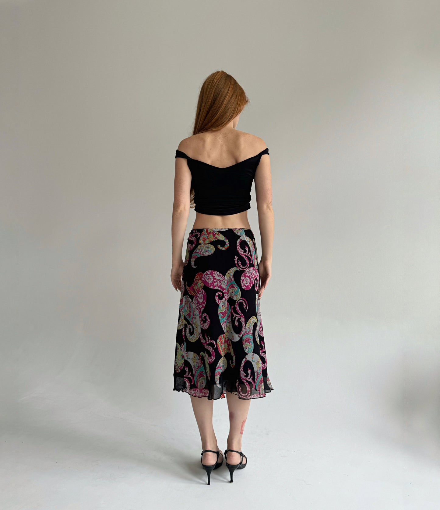 Y2K viscose midi skirt