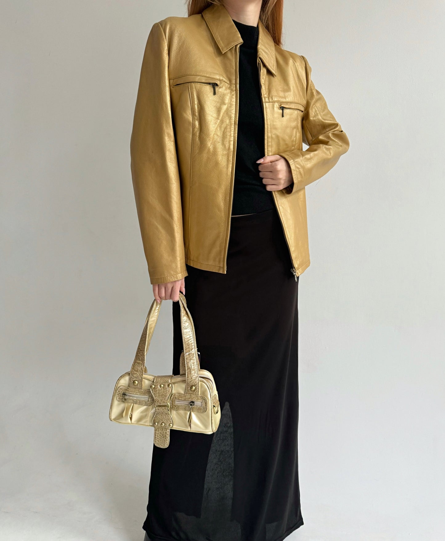 Vintage genuine leather golden jackets