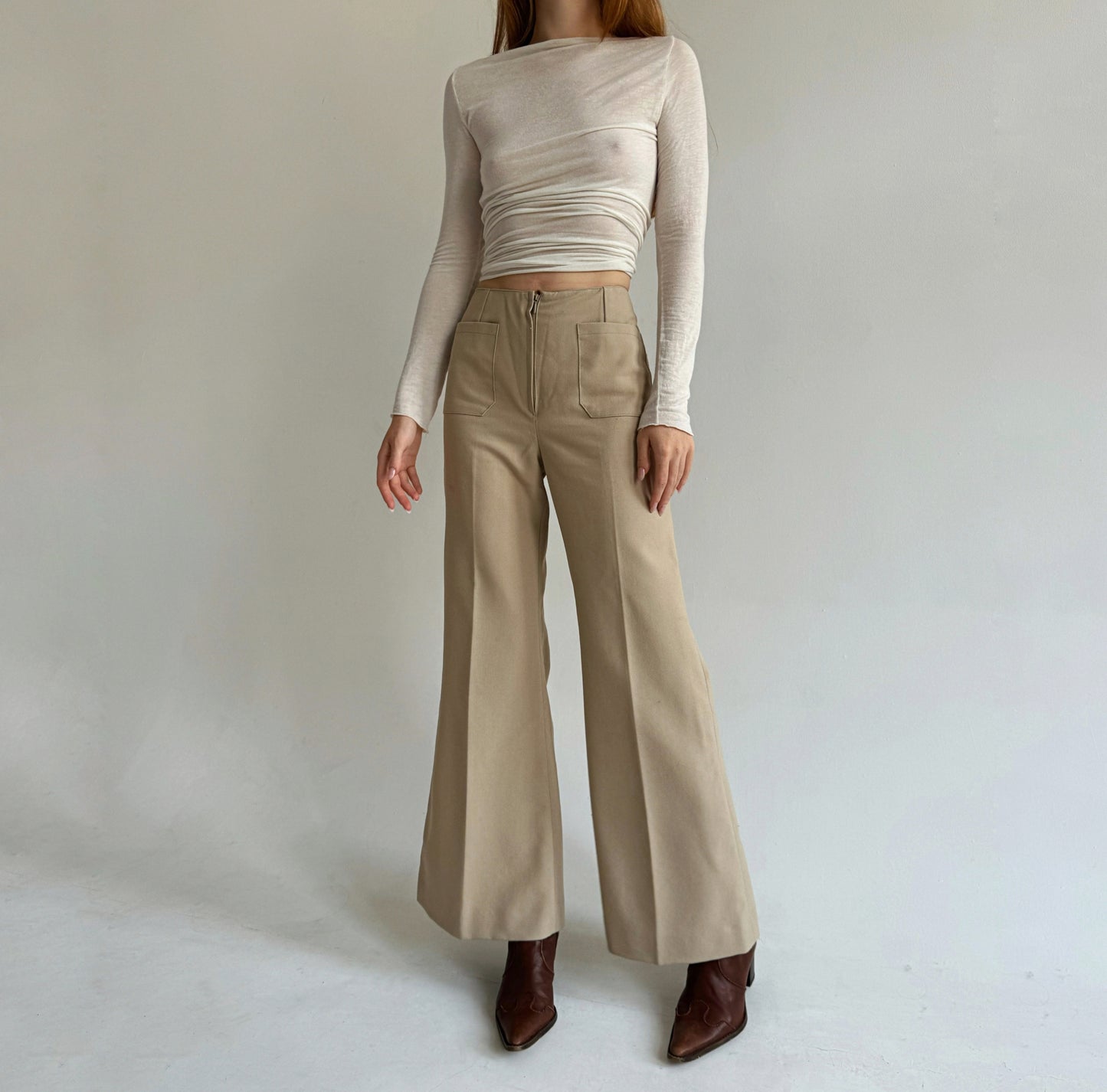 Vintage flared bell creased pants