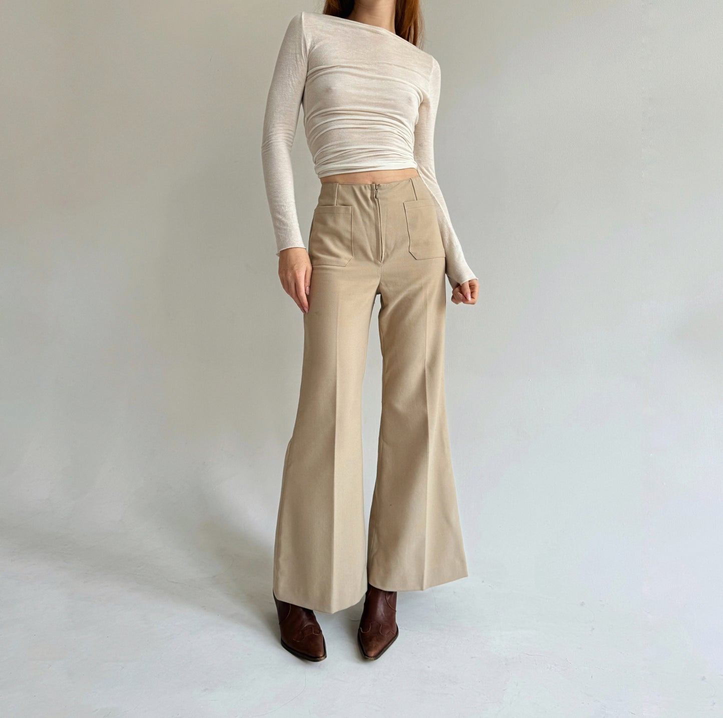 Vintage flared bell creased pants