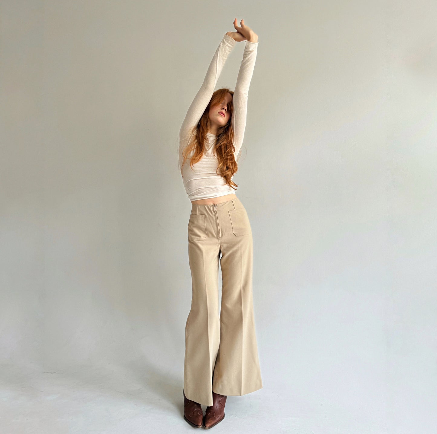 Vintage flared bell creased pants