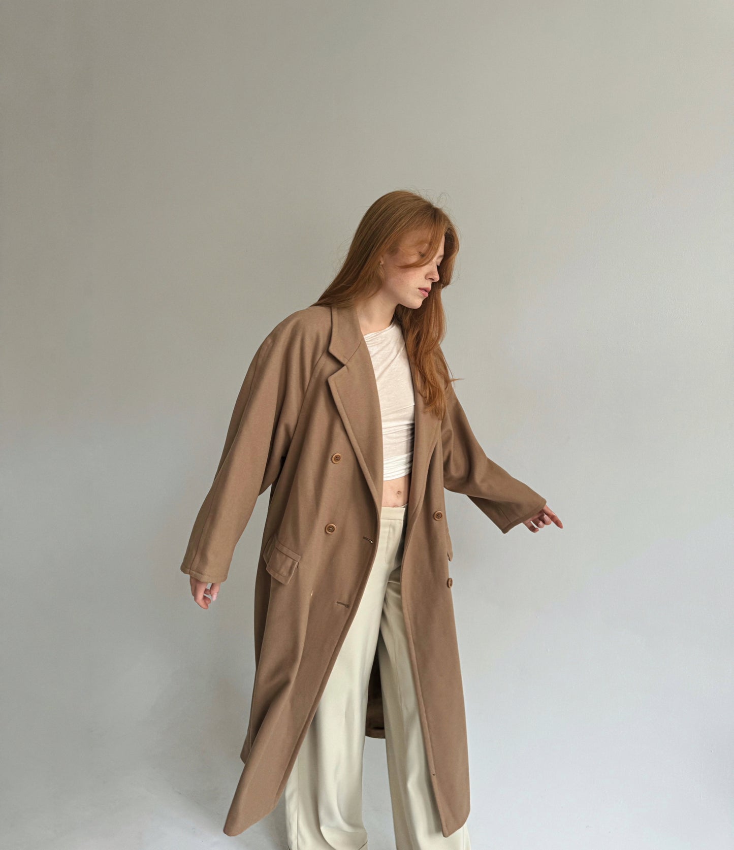 Vintage beige oversized coat