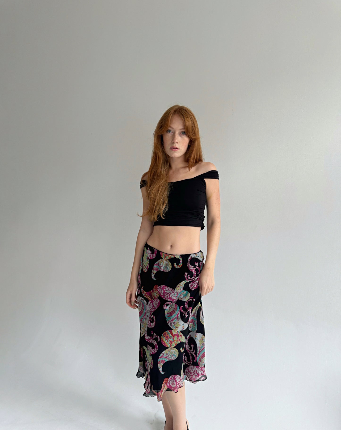 Y2K viscose midi skirt