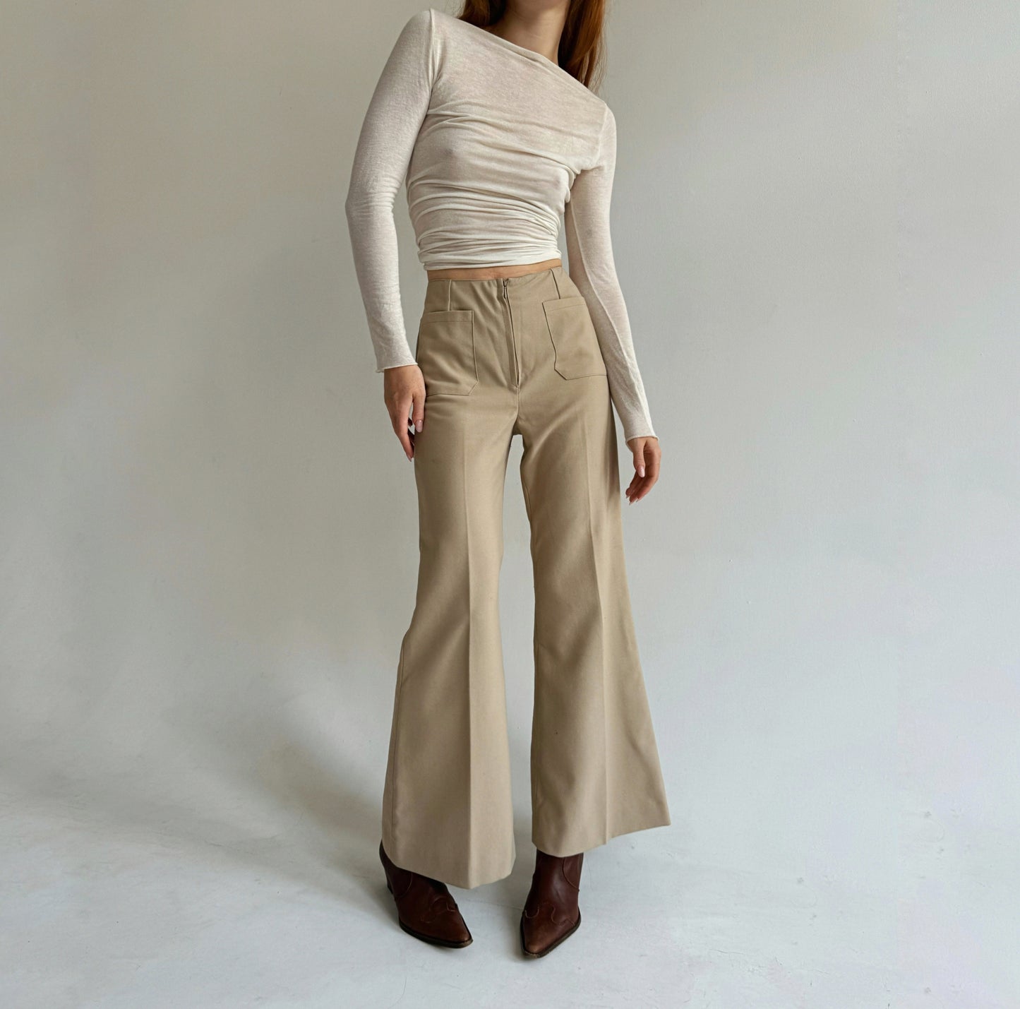 Vintage flared bell creased pants