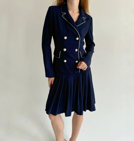 Vintage navy blue Japanese vibe dress