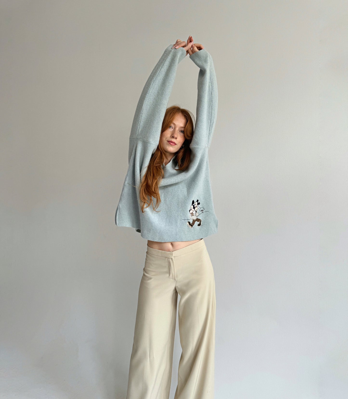 Vintage baby blue 100% wool oversized sweater