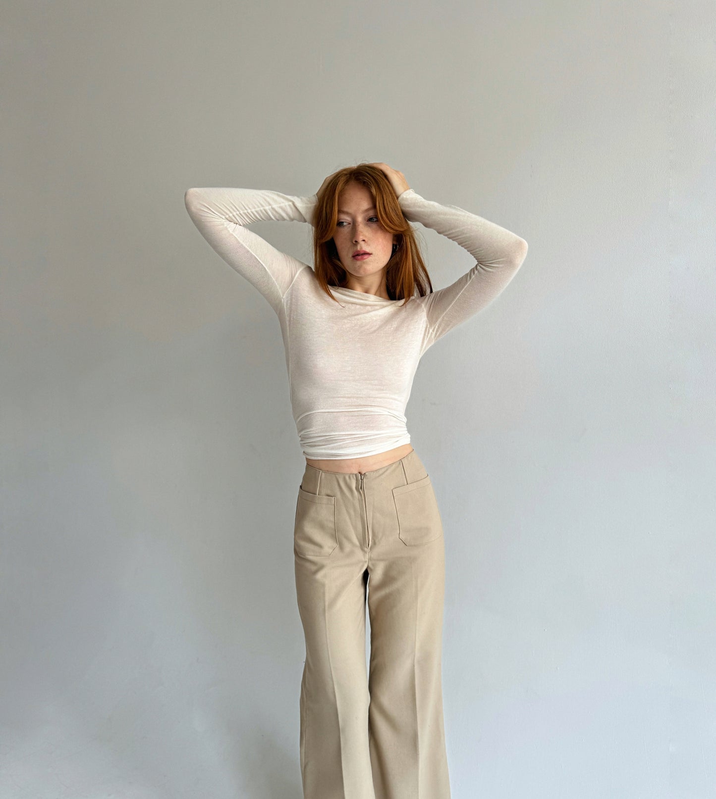 Vintage flared bell creased pants