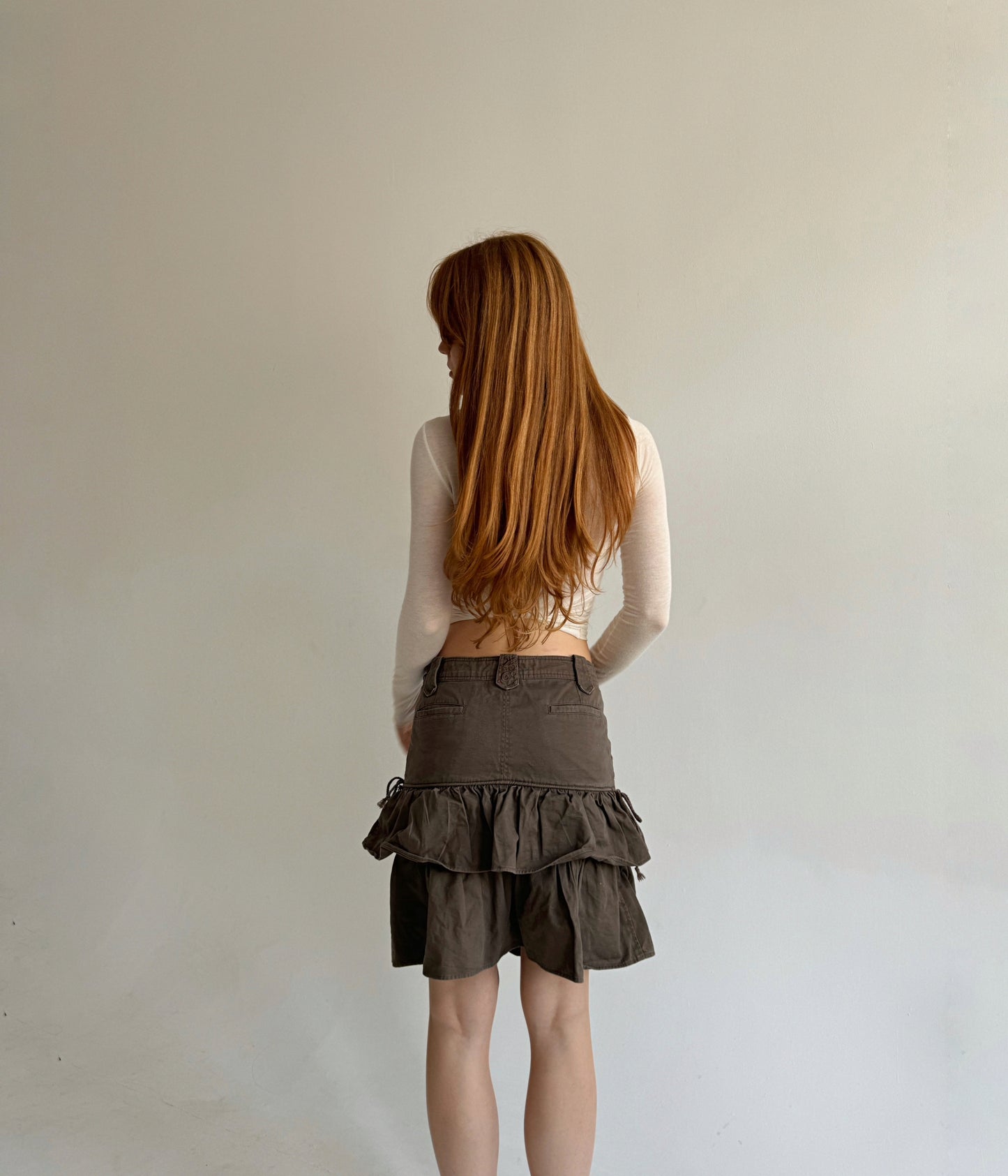 Y2K cotton midi ruffled skirt