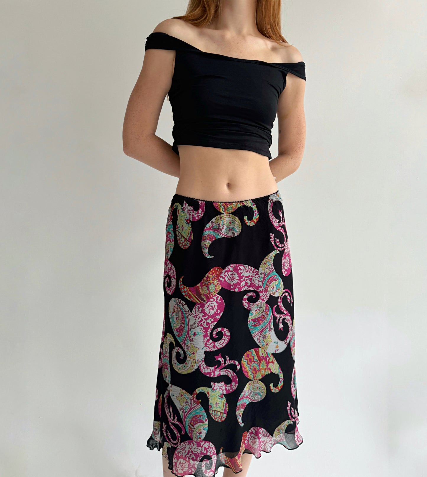 Y2K viscose midi skirt