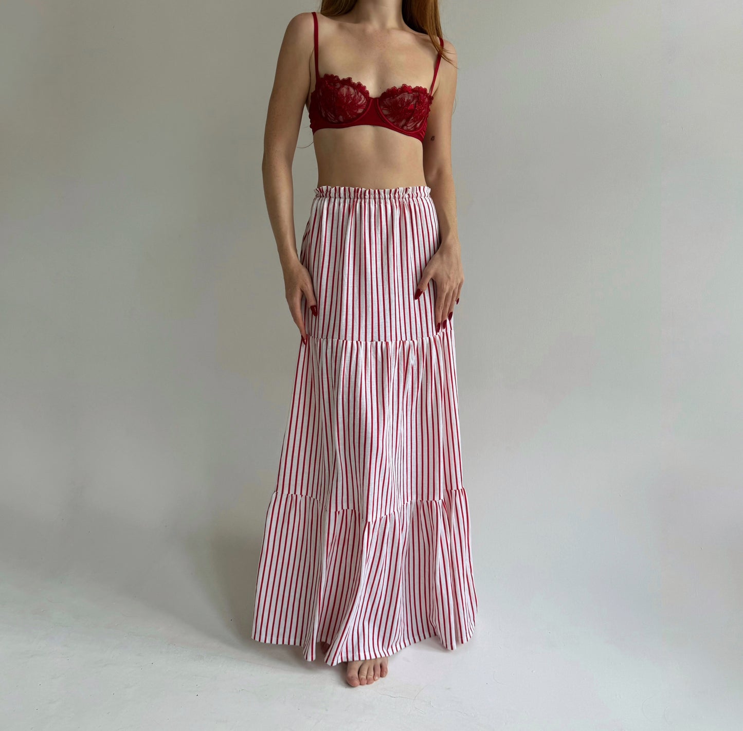 Vintage cotton striped maxi skirt