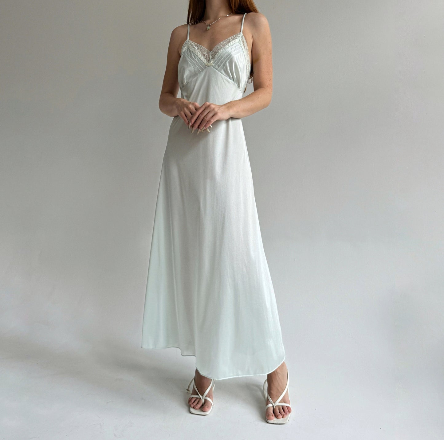 Vintage ice blue maxi slip dress