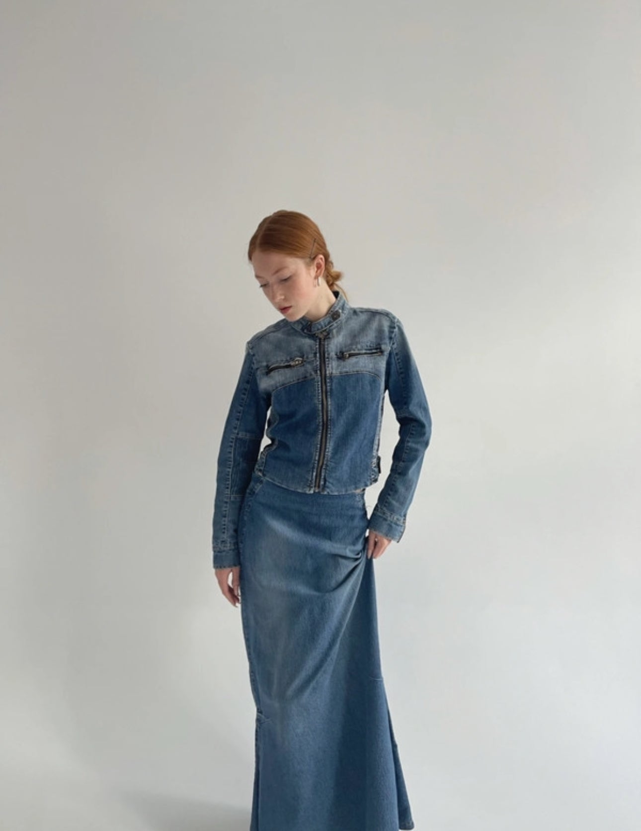 Vintage denim moto jacket