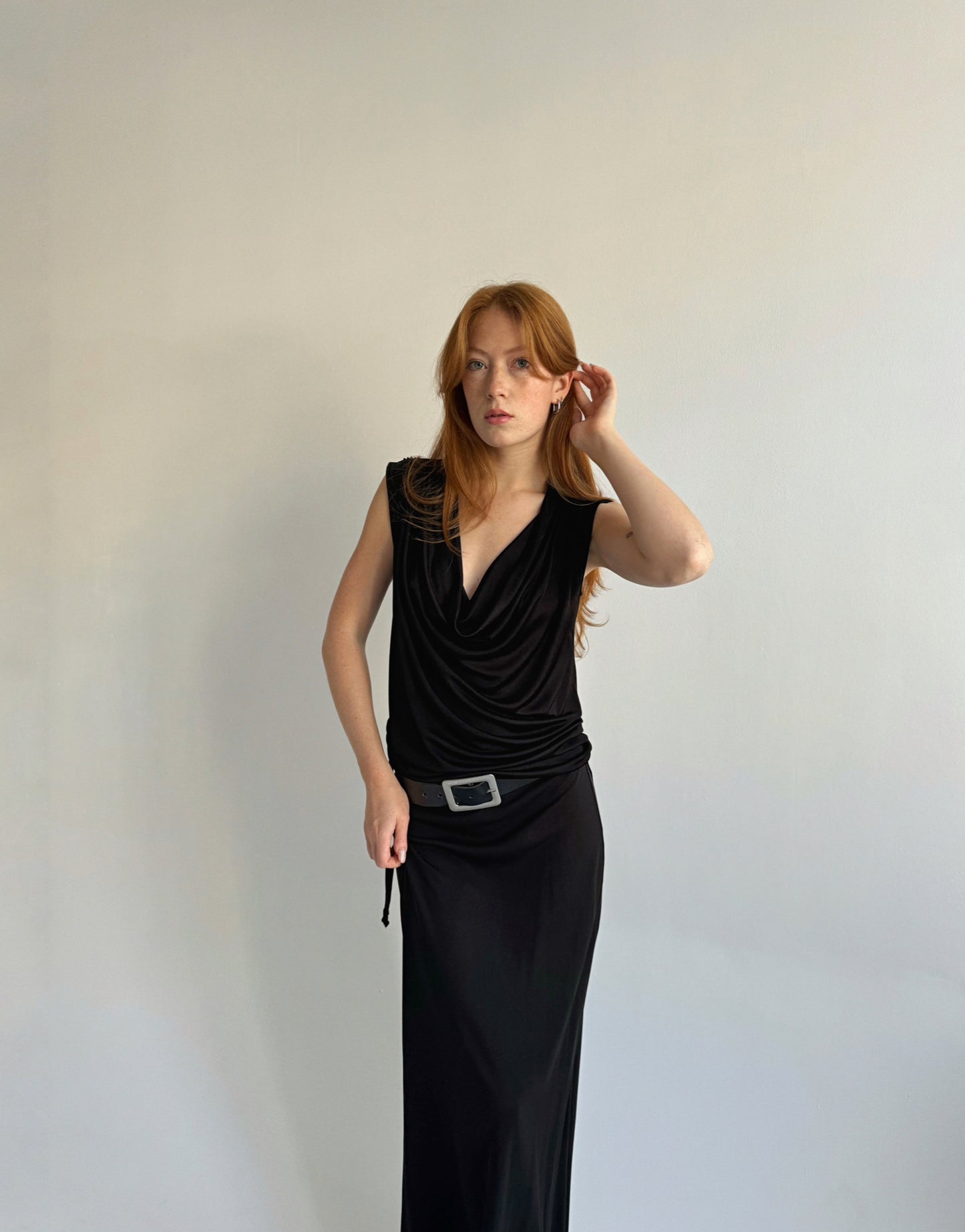 Y2K viscose blouse with cowl neck