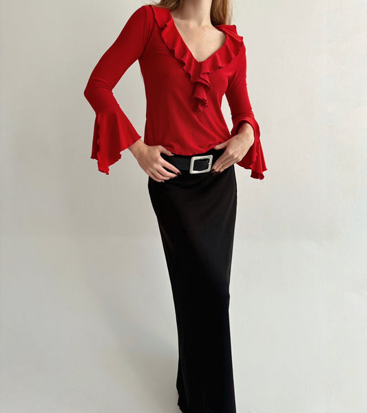 Vintage ruffled long sleeve blouse