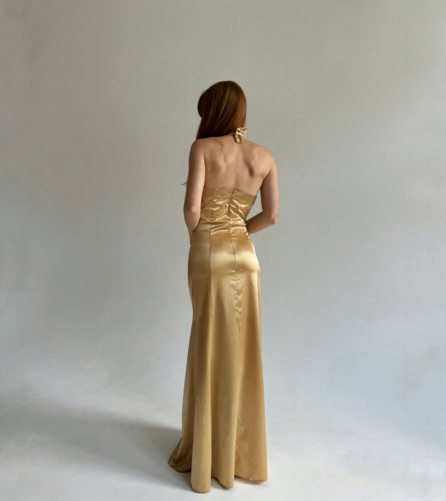 Vintage golden satin maxi dress