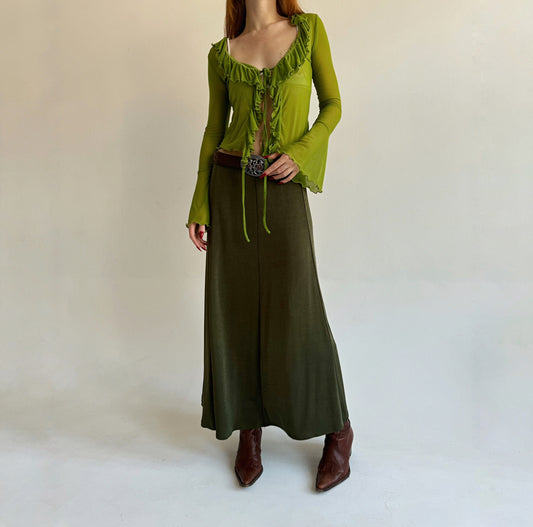 Vintage elastic green maxi skirt